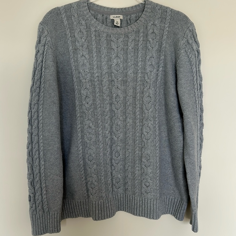 L.L. Bean Gray Cable Knit Sweater